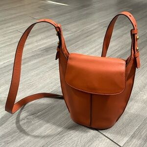 Lucky Brand Clyo Brown Leather Adjustable Strap Crossbody Handbag